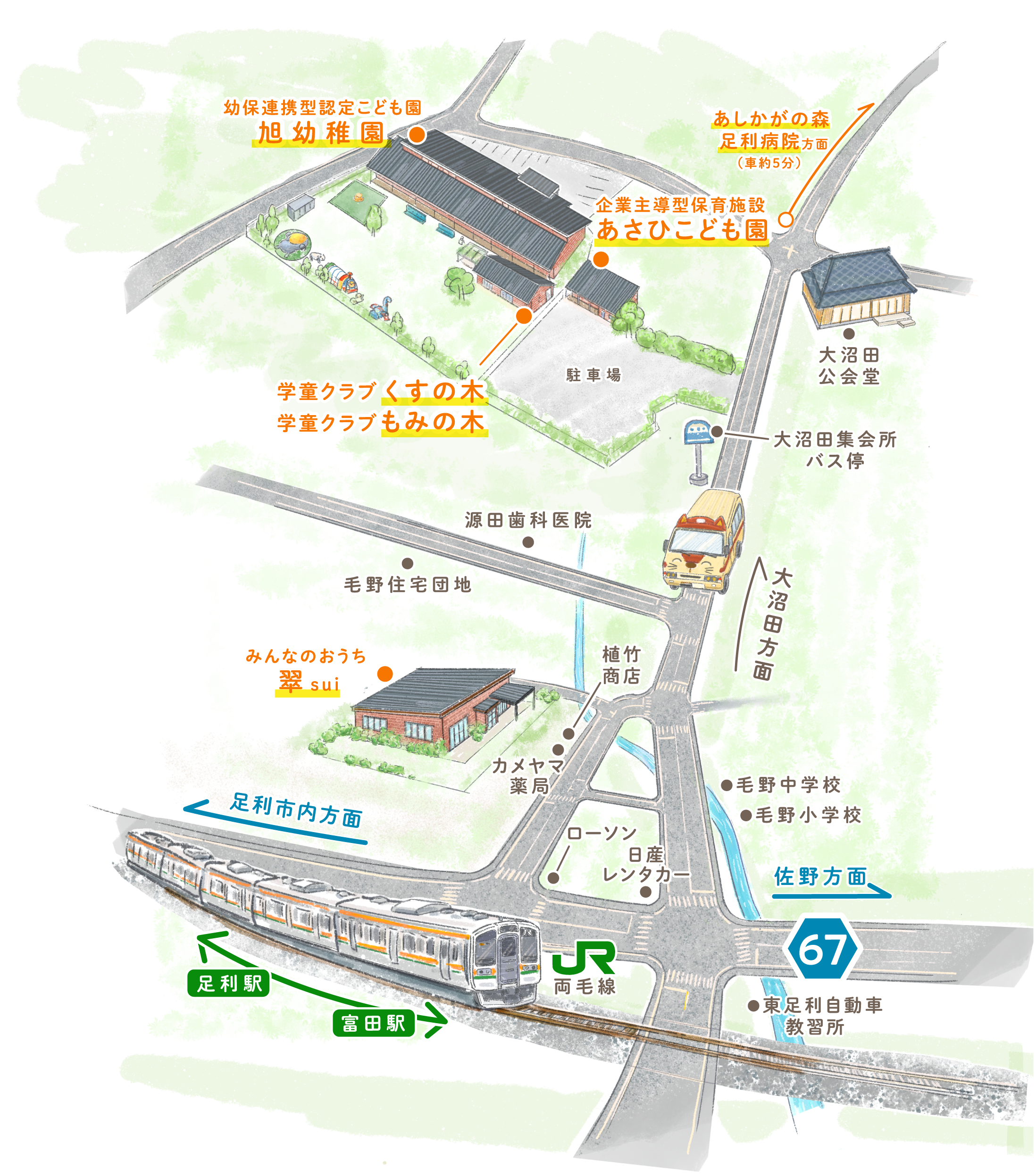 旭幼稚園　周り案内図